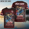 Bluejose Catfish Fishing Red Dragon Scale Lightning Custom Name & Team Name 3D Shirts
