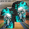 BlueJose Bowling Flaming Skull Strike Customized Name, Team Name 3D Shirt (4 Colors)