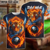 BlueJose Billiards 8 Ball Wings Fiery Tiger Personalized Name, Team Name Unisex Shirt (4 Colors)