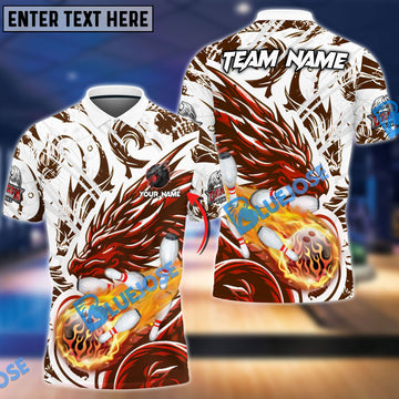 BlueJose Bowling And Pins Blasting Dragon Customized Name 3D Shirt (6 Colors)