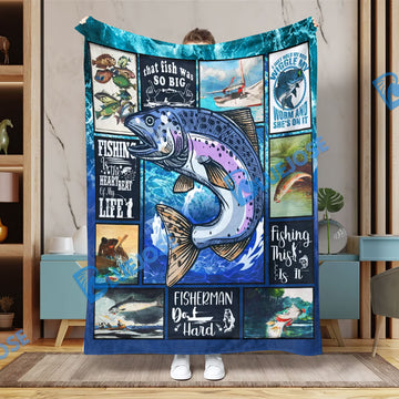 BlueJose Water Fishing Art Fishing Blanket