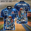 BlueJose Bowling & Pins American Patriot Skeleton Cigar Art Customized Name, Team Name 3D Shirt (4 Colors)