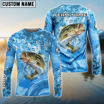 Bluejose Bass Fishing Catch The Blue Wave Custom Name & Team Name 3D Shirts