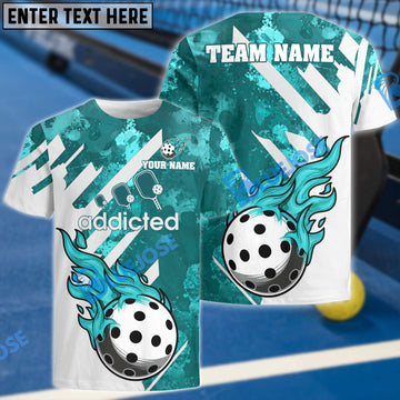 BlueJose Pickleball Cyan Paint Personalized Name, Team Name Unisex Shirt
