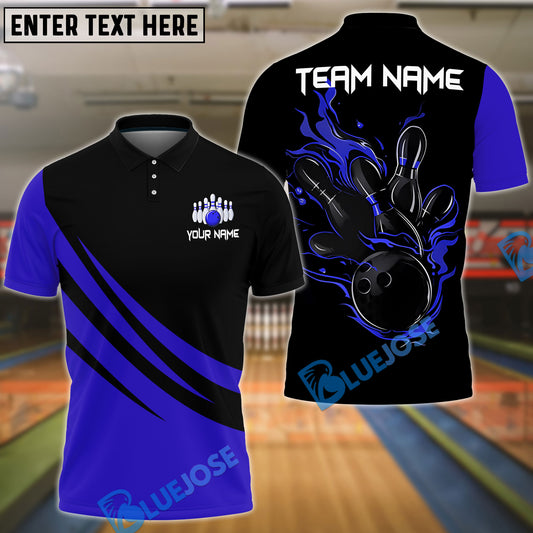 BlueJose Bowling And Pins Basic Black Personalized Shirt (4 Colors)