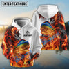 Bluejose Fishing Red Fire Flame Smoke Design Custom Name & Team Name 3D Shirts (12 Breeds)
