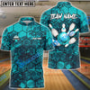 BlueJose Bowling And Pins Hexagon Strike Customized Name 3D Shirt ( 6 Colors)