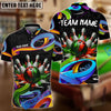 BlueJose Bowling Graffiti Curved Line Customized Name, Team Name 3D Shirt