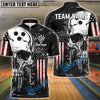 BlueJose Bowling And Pins American Flag Skull Customized Name, Team Name 3D Shirt