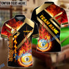 BlueJose Billiards Ball 9 Metal And Fire Flame Personalized Name, Team Name Shirt (4 Colors)