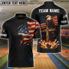 BlueJose Bowling Distressed American Flag Rip Shoulder & Eagle Cross Strike Art Personalized Name, Team Name 3D Shirt