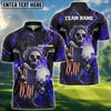 BlueJose Golf Fire Skull US Flag Customized Name, Team Name 3D Shirts (6 Colors)