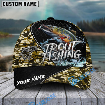 BlueJose Trout Fishing Camo Grid Water Pattern Personalized Cap