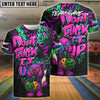 BlueJose Bowling And Pins Bear Scary Teddy Graffiti Style Customized Name, Team Name 3D Shirt (4 Colors)