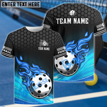 BlueJose Pickleball Fire Dot Personalized Name, Team Name Unisex Shirt (4 Colors) For Kids
