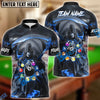 BlueJose Billiards Reaper Fire Flag Pattern Personalized Name, Team Name Shirt (6 Colors)