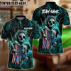 BlueJose Billiards Ball 8 Fire Skull US Flag Personalized Name, Team Name Shirt (6 Colors)
