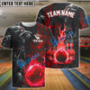 BlueJose Bowling And Pins Flame Wolf Multicolor Customized Name 3D Shirt (4 Colors)