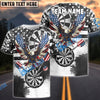 BlueJose Darts Grunge Eagle American Flag Black White Personalized Name, Team Name Shirt