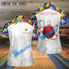 BlueJose Bowling And Pins Color Basic Customized Name, Team Name 3D Shirt (2 Colors)