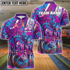 BlueJose Bowling Ball & Pins Galaxy Graffiti Style Multicolor Customized Name 3D Shirt (4 Colors)