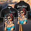BlueJose Darts Pinup Girl Retro Style Multicolor Options Personalized Name Shirt (4 Colors)