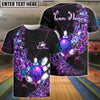 BlueJose Bowling And Pins Butterfly Flow Customized Name, Team Name 3D Shirt (4 Colors)