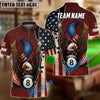BlueJose Billiards 8 Ball American Eagle Flag Crack Personalized Name, Team Name Shirt (4 Colors)