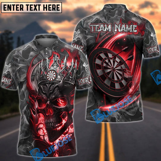 BlueJose Darts Flame King Skull Personalized Name, Team Name Shirt (4 Colors)