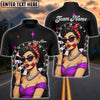 BlueJose Darts Pinup Girl Retro Style Multicolor Options Personalized Name Shirt (4 Colors)