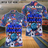 BlueJose Graffiti Bowling Ball & Pins Funny Never Give Up Customized Name, Team Name 3D Shirt (4 Colors)