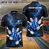 BlueJose Bowling And Pins Galaxy Thunder Lightning Pattern Customized Name, Team Name 3D Shirt (4 Colors)
