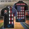 BlueJose Bowling US Flag Shoulder Customized Name, Team Name 3D Shirt (Black & White)