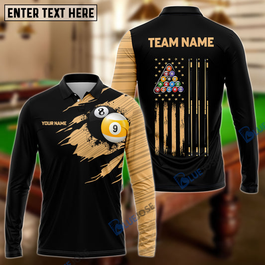 BlueJose Billiards Team Golden 8 Ball & 9 Ball Personalized Shirt