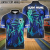 BlueJose Bowling And Pins Skeleton Neon Attitude Customized Name, Team Name 3D Shirt (4 Colors)