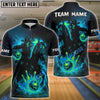 BlueJose Bowling And Pins Fiery Cowboy Skeleton Ghost Rider Style Customized Name 3D Shirt (4 Colors)