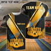 BlueJose Bowling And Pin Geometric Gold Black Pattern with Realistic Bowling Ball 3D Design Customized Name, Team Name 3D Shirt (6 Colors)