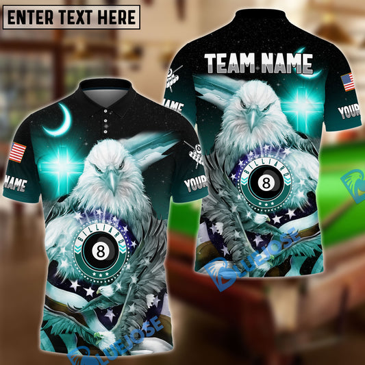 BlueJose Billiards Ball 8 Cross Eagle American Flag Personalized Name & Team Name Shirt (4 Colors)