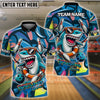 BlueJose Bowling And Pins Funny Shark Graffiti Pattern Customized Name, Team Name 3D Shirt (4 Colors)