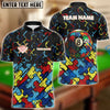 BlueJose Billiards Ball 8 Autism Awareness Puzzle Customized Name, Team Name 3D Shirt