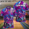 BlueJose Bowling Ball & Pins Galaxy Graffiti Style Multicolor Customized Name 3D Shirt (4 Colors)