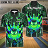 BlueJose Bowling And Pins Cyberpunk Evil Ball Customized Name, Team Name 3D Shirt (4 Colors)