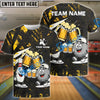 BlueJose Bowling And Pins Funny Beer & Bowling Pins Cartoon Design Customized Name, Team Name 3D Shirt (6 Colors)