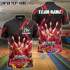 BlueJose Bowling And Pins Graffiti Splash Paint Never Give Up Customized Name, Team Name 3D Shirt (4 Colors)