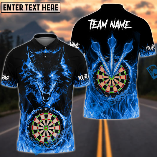 BlueJose Darts Wolf Fire Flame Personalized Name, Team Name 3D Shirt (4 Colors)