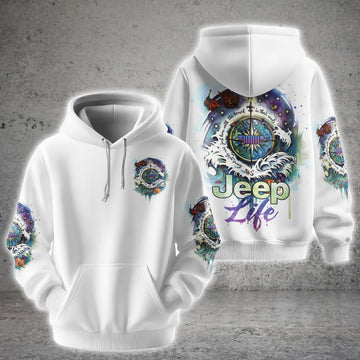 BlueJose Jeep Life Watercolor Compass Hoodie
