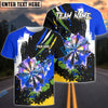 BlueJose Darts Colorful Paint Style Multicolor Options Personalized Name Shirt (4 Colors)