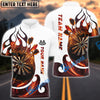 BlueJose Darts White Fire Dartboard Customized Name, Team Name 3D Shirt (4 Colors)