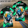 BlueJose Bowling & Pins Beer Party Funny Cartoon Customized Name, Team Name 3D Shirt (6 Colors)