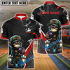 BlueJose Bowling & Pins Monkey Angry Cartoon Monkey Holding Bowling Ball Smoke Effect Customized Name, Team Name 3D Shirt (4 Colors)